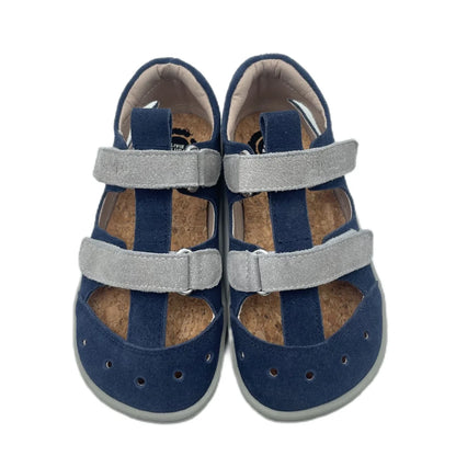 Stylish Kids' Suede Sandals with Triple Velcro Straps, Breathable Design, and Cushioned Cork Footbed for All-Day Comfort and Support