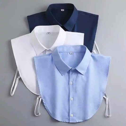 Detachable Half-Shirt Collar Bib with Button-Down Design for Layering and Fashionable Look