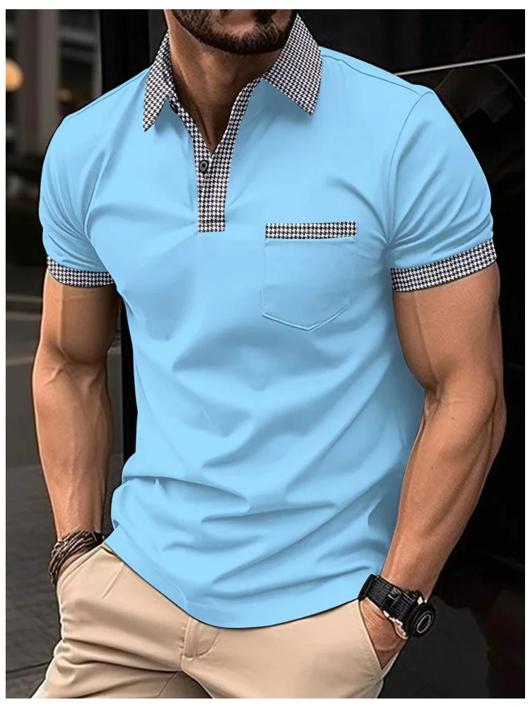 Men's Tactical Short Sleeve Polo Shirt with Shoulder Pocket and Chest Zipper Detail