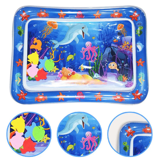 Interactive Baby Water Play Mat with Ocean-Themed Graphics, Floating Toys, and Leak-Proof Design for Sensory Development and Tummy Time Fun