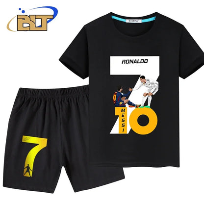 Stylish Soccer Star T-Shirt and Shorts Set for Kids – Perfect for Young Football Fans