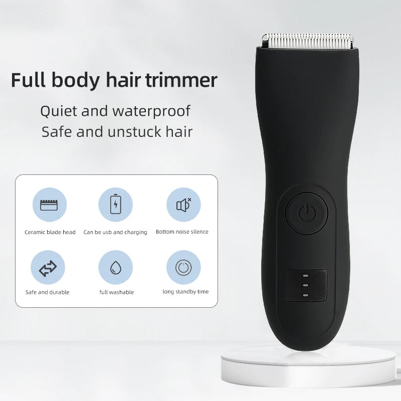 Rechargeable Electric Body Hair Trimmer with LED Display and Precision Blades for Gentle and Effective Grooming