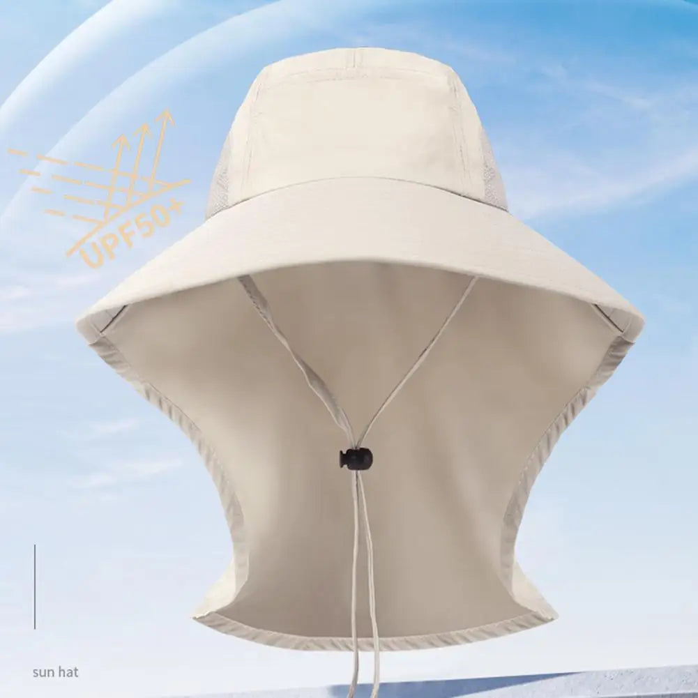 UPF 50+ Sun Protection Hat with Wide Brim and Neck Flap for Outdoor Activities and UV Shielding