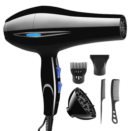 Professional Salon-Grade Hair Dryer with 4 Nozzle Attachments, Ionic Technology, and Adjustable Heat and Speed Settings for Versatile Styling