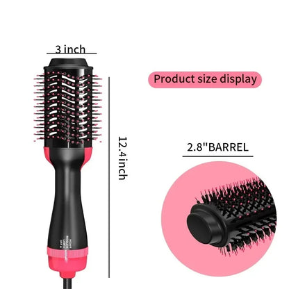 Multi-Function Hot Air Brush for Drying, Straightening, and Volumizing Hair with Adjustable Heat Settings and Anti-Frizz Technology