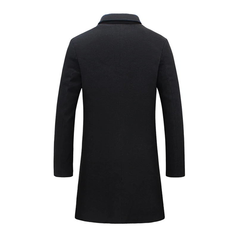 Men's Wool Blend Overcoat with Notched Lapel and Single-Breasted Closure for a Timeless and Sophisticated Look