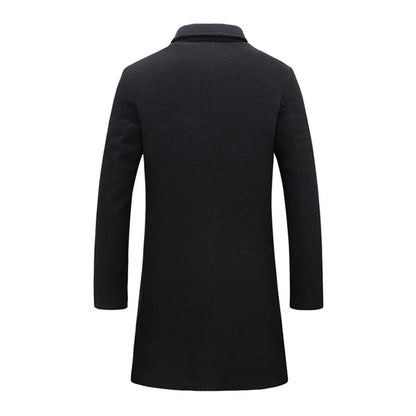 Men's Wool Blend Overcoat with Notched Lapel and Single-Breasted Closure for a Timeless and Sophisticated Look