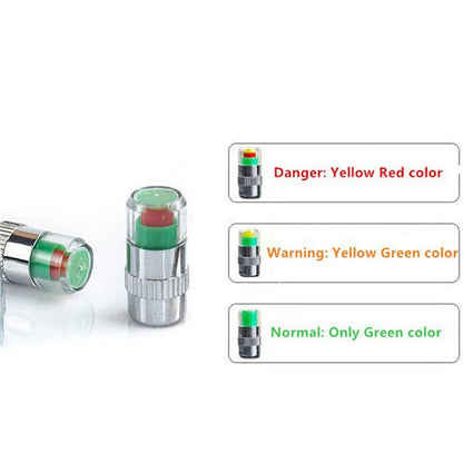 Smart Tire Pressure Indicator Caps with Visual Alerts for Low, Normal, and High Pressure, Easy-to-Install Valve Stem Caps for Enhanced Safety and Tire Maintenance