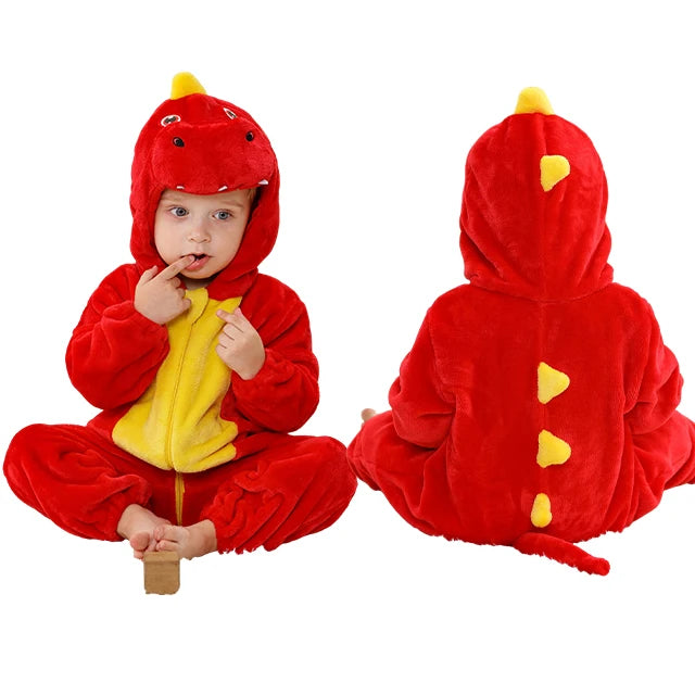 Adorable Animal Themed Fleece Onesies with Hood for Babies and Toddlers