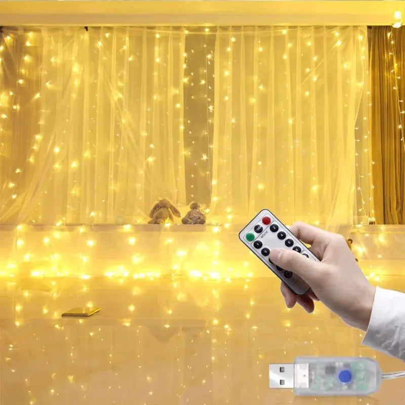 USB-Powered Curtain String Lights with Remote Control, Featuring Multiple Lighting Modes and Adjustable Brightness for Creating a Cozy and Decorative Atmosphere in Any Space