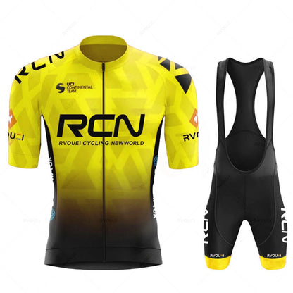 Men's Professional Cycling Jersey and Bib Shorts Set with Breathable and Quick-Dry Fabric for Road and Mountain Biking