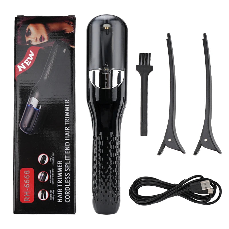 2-in-1 Hair Straightener and Split End Trimmer with Type-C Charging, LED Work Lamp, and Safety Features for Healthy, Silky Hair