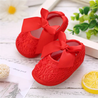 Soft Baby Mary Jane Flats with Large Bow Detail and Elastic Strap for Secure Fit