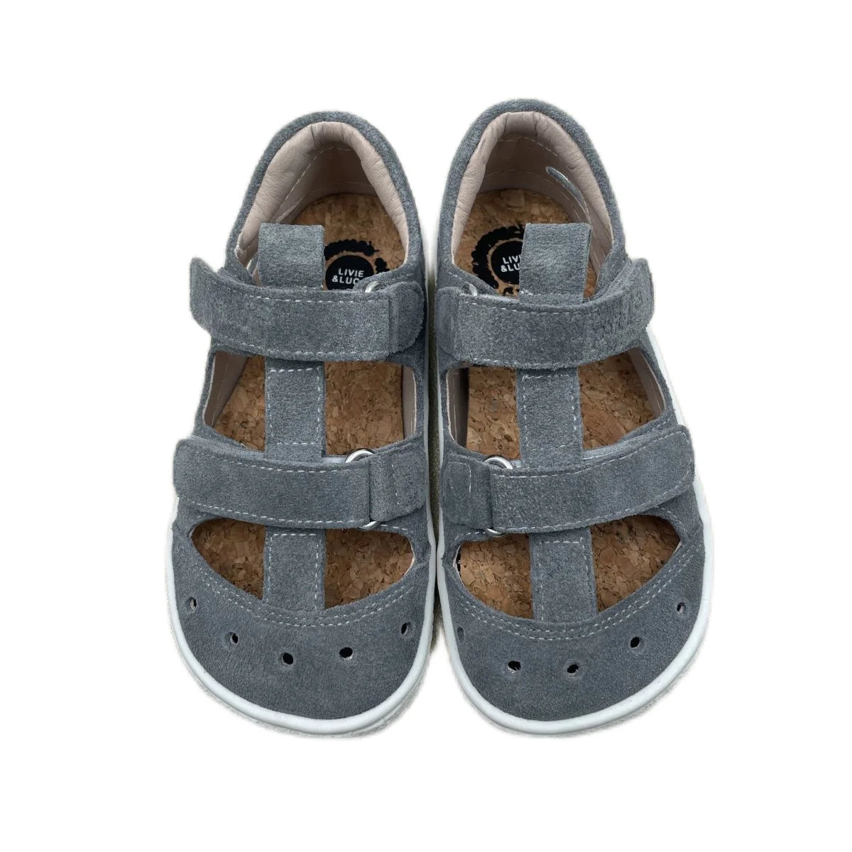 Stylish Kids' Suede Sandals with Triple Velcro Straps, Breathable Design, and Cushioned Cork Footbed for All-Day Comfort and Support