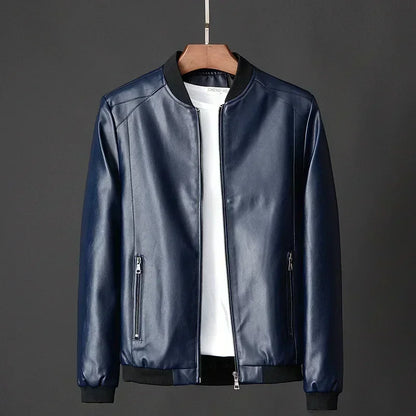 Men's Fall Leather Jacket - Korean Fashion Sheepskin Coat, Trendy Slim Fit, Casual Baseball Style Outerwear