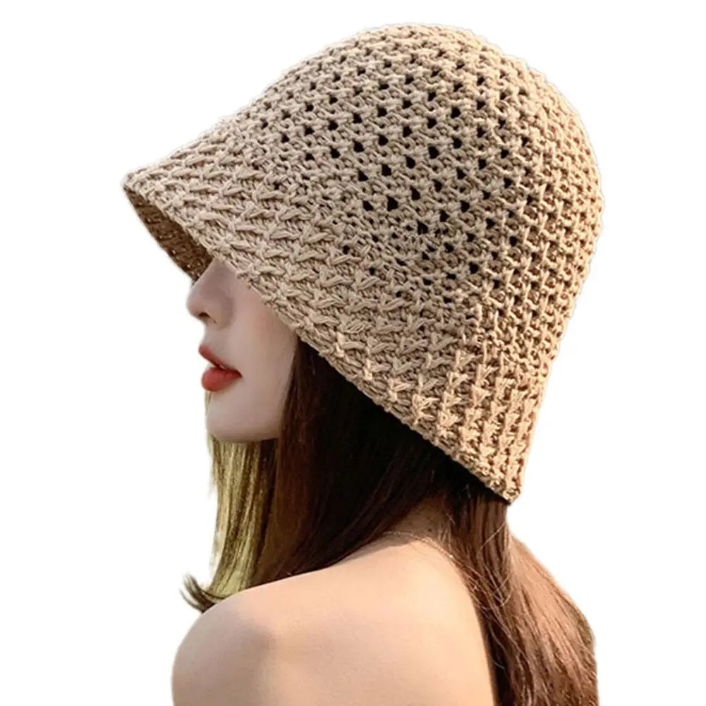 Handwoven Straw Bucket Hat with Breathable Design for Chic Summer Style and Sun Protection