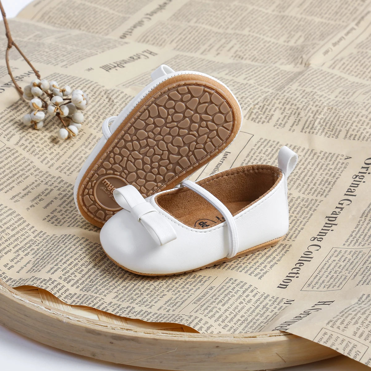 Adorable Baby Girl Mary Jane Shoes with Bow Accent and Elastic Strap for Secure Fit