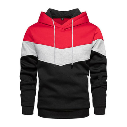 Men's Chevron Striped Hoodie with Adjustable Drawstring and Front Pouch Pocket in Multiple Color Options