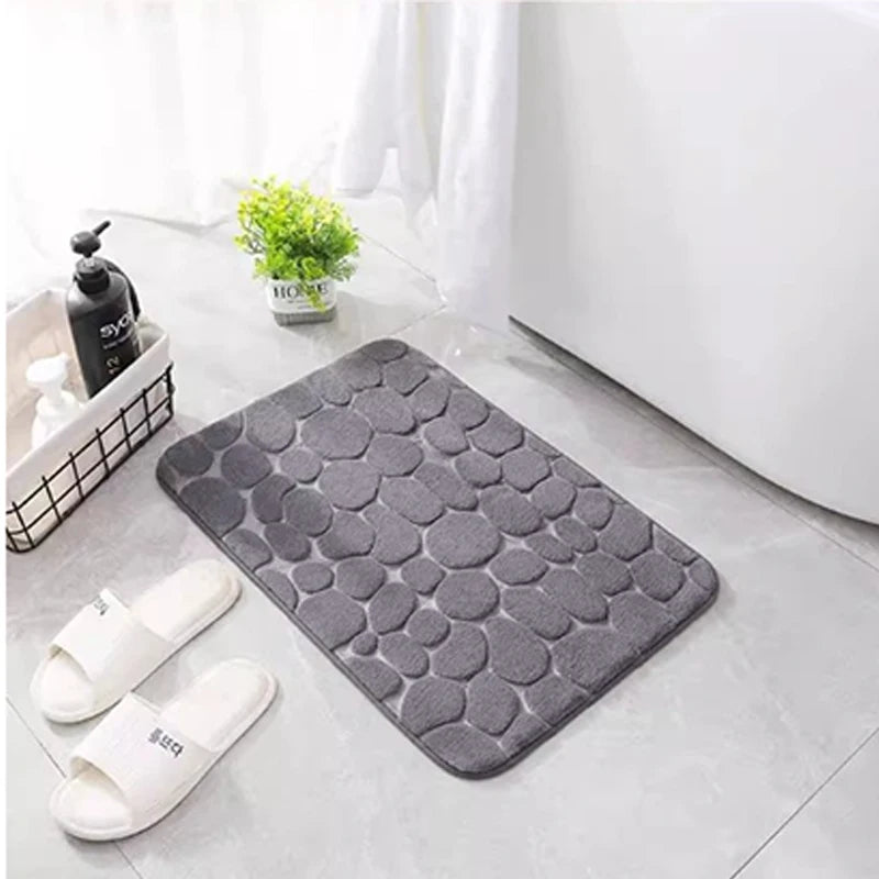 Non-Slip Absorbent Bath Mat with Soft Pebble Design for Bathroom and Shower Use