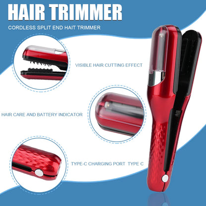 2-in-1 Hair Straightener and Split End Trimmer with Type-C Charging, LED Work Lamp, and Safety Features for Healthy, Silky Hair