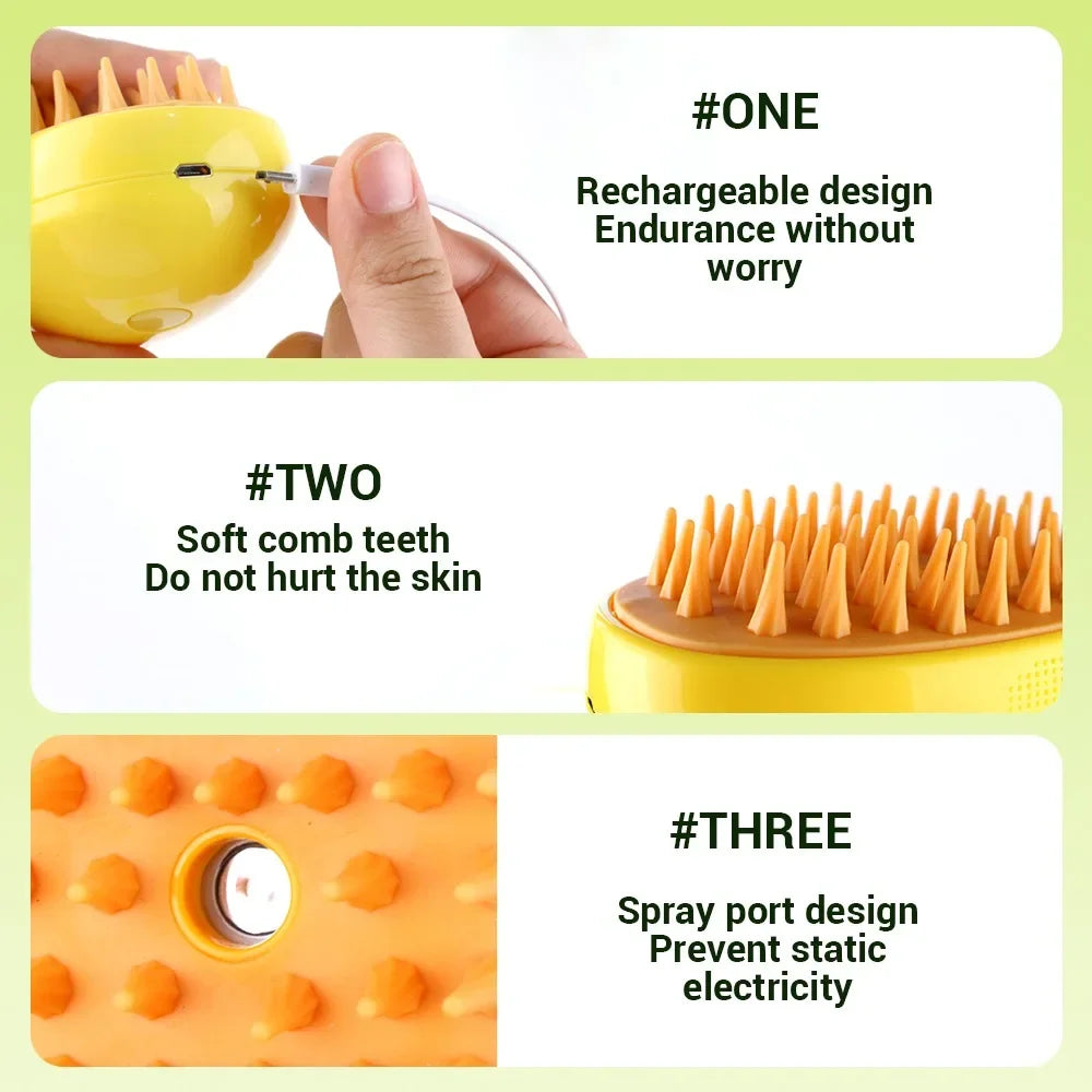 Pet Grooming Brush with Soft Silicone Bristles for Efficient Fur Removal and Gentle Massage for Cats and Dogs