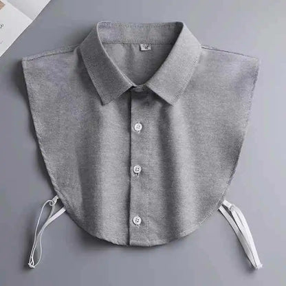 Detachable Half-Shirt Collar Bib with Button-Down Design for Layering and Fashionable Look