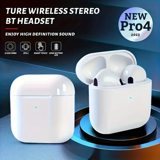 Pro4 True Wireless Stereo Bluetooth Earbuds with Smart Touch Control, High-Definition Sound, and Long Battery Life, Ideal for Music and Calls