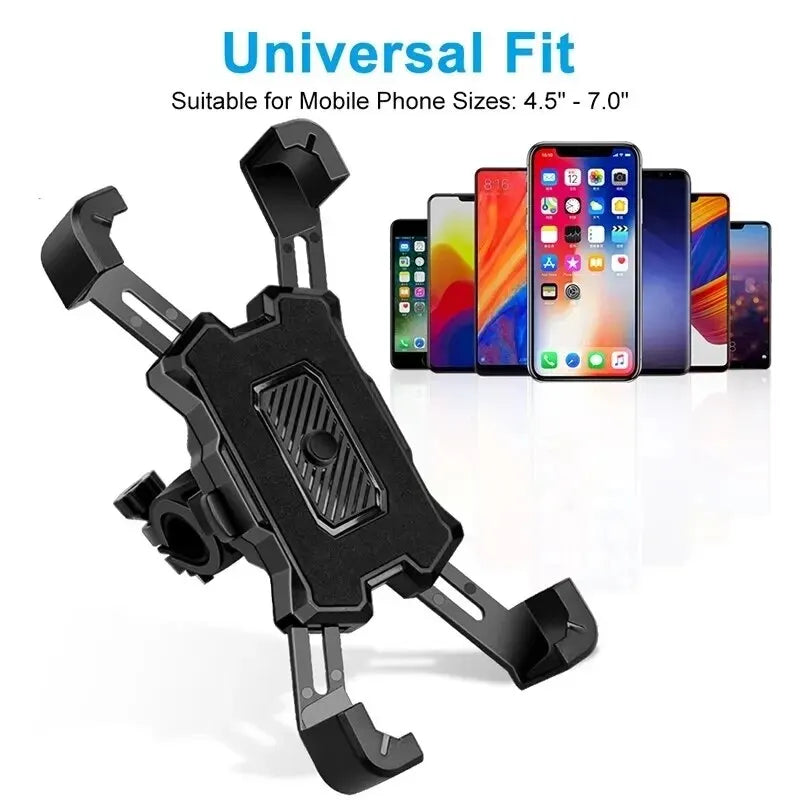 360-Degree Adjustable Motorcycle and Bicycle Phone Mount with Secure Grip and Universal Compatibility for Smartphones