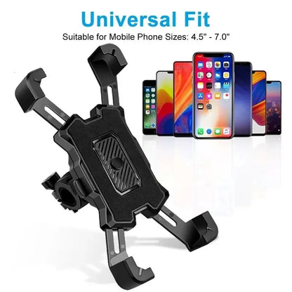 360-Degree Adjustable Motorcycle and Bicycle Phone Mount with Secure Grip and Universal Compatibility for Smartphones