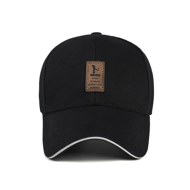 Casual Baseball Cap with Embroidered Patch and Contrast Trim, Featuring an Adjustable Strap for Comfortable Outdoor Wear