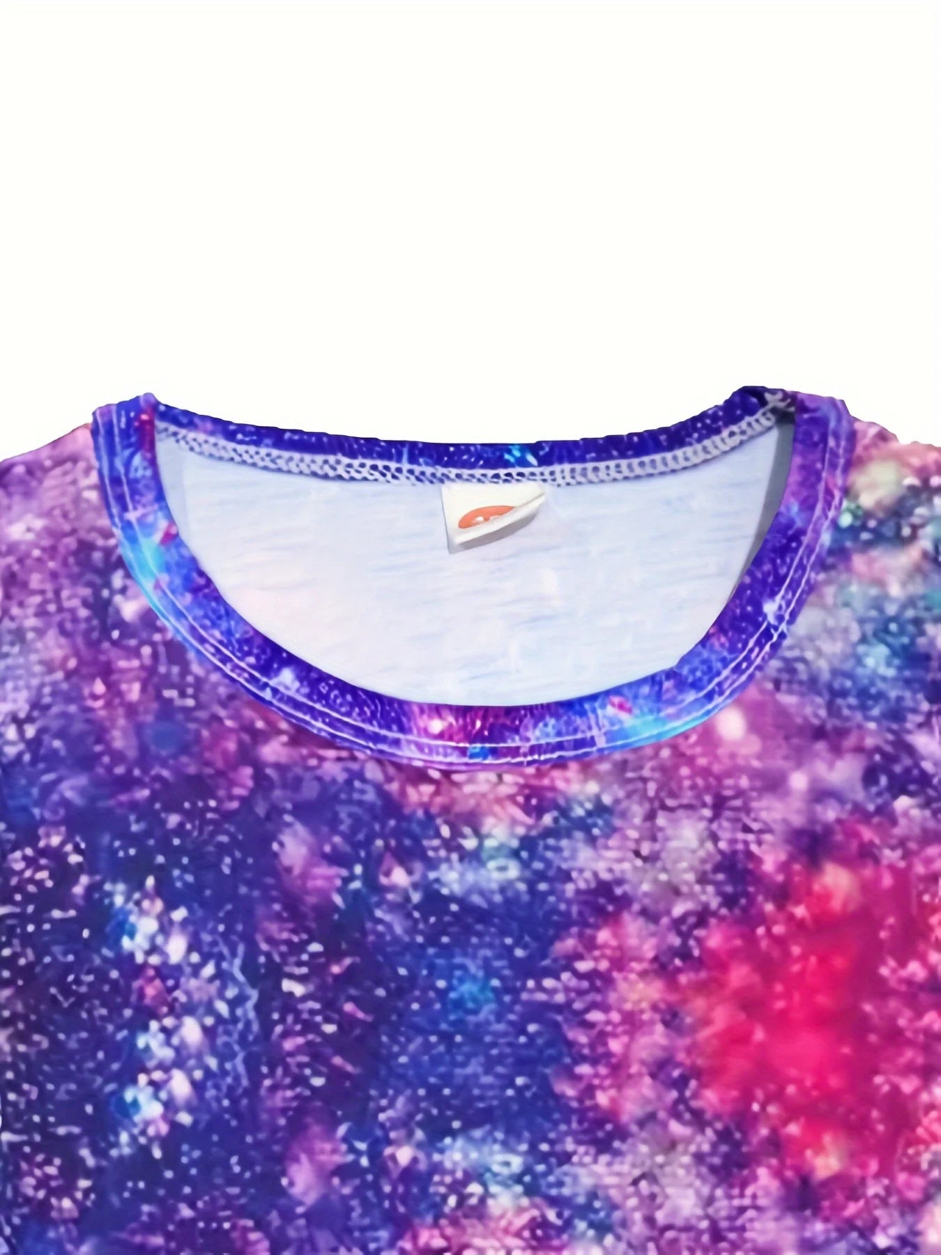 Girls' Sparkling Unicorn Galaxy Print Dress – Short Sleeve Fantasy-Themed Outfit for Kids