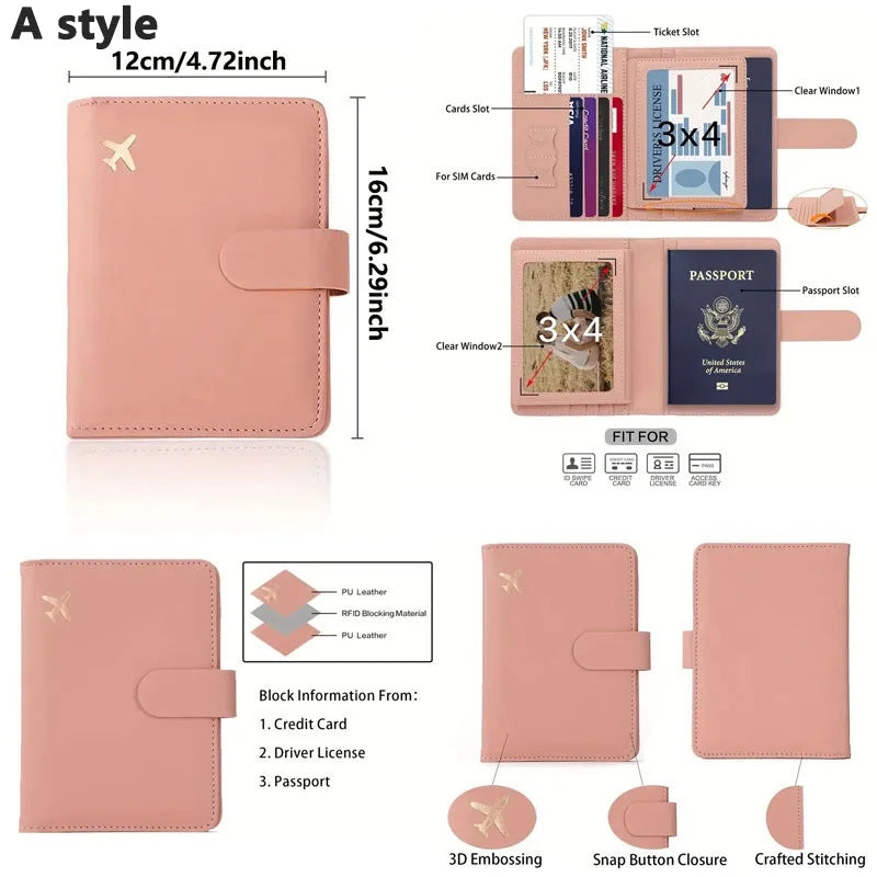 Multi-Functional Travel Passport Holder and Wallet with Card Slots, SIM Card Storage, and Secure Closure, Ideal for Organizing Travel Essentials