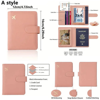 Multi-Functional Travel Passport Holder and Wallet with Card Slots, SIM Card Storage, and Secure Closure, Ideal for Organizing Travel Essentials