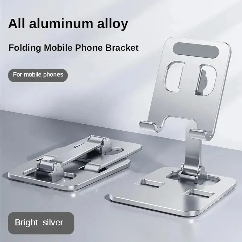 Adjustable Aluminum Desktop Stand for Smartphones and Tablets, Compatible with All Devices, Offering Sturdy Support and Ergonomic Viewing Angles