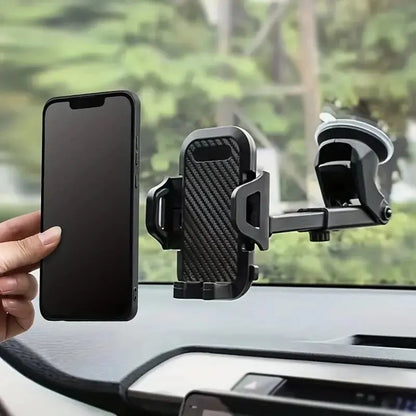 Upgraded Universal Car Phone Mount with Adjustable Arm and Strong Suction Cup for Secure Dashboard or Windshield Installation