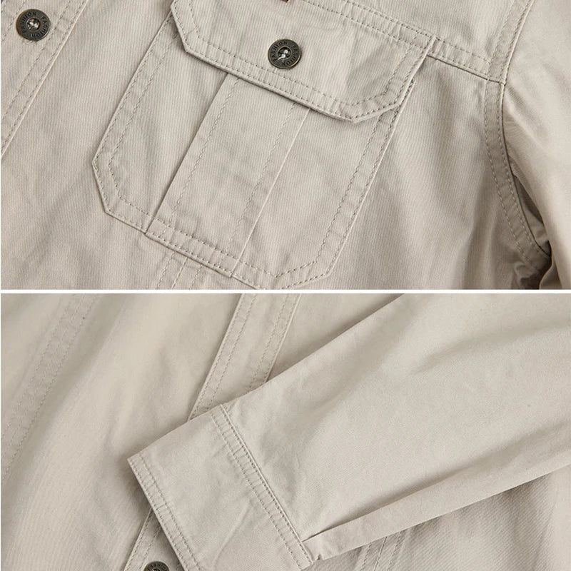 "Men's Long Sleeve Outdoor Utility Shirt with Buttoned Chest Pockets and Durable Design, Available in Multiple Colors"