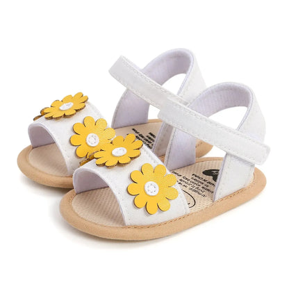 Adorable Baby Girl Sandals with Floral Accents and Adjustable Straps for Summer Wear