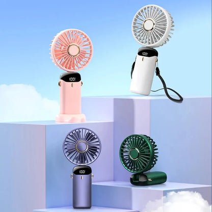 Portable Handheld Fan with Digital Display, Aromatherapy Function, Ultra-Silent Operation, and High Wind Power for Personal Cooling