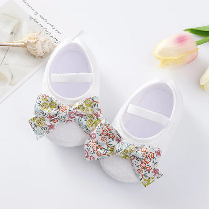 Soft Baby Mary Jane Flats with Large Bow Detail and Elastic Strap for Secure Fit