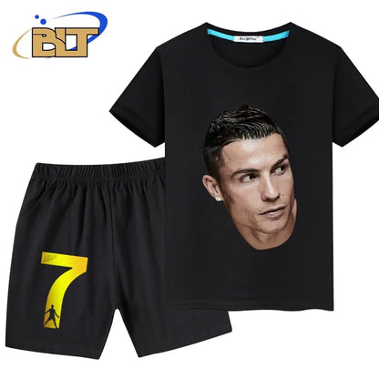 Stylish Soccer Star T-Shirt and Shorts Set for Kids – Perfect for Young Football Fans