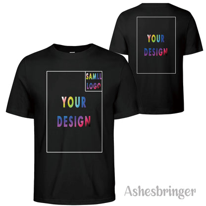 Customizable Short Sleeve T-Shirt with Front and Back Design Areas for Personalized Logo and Text