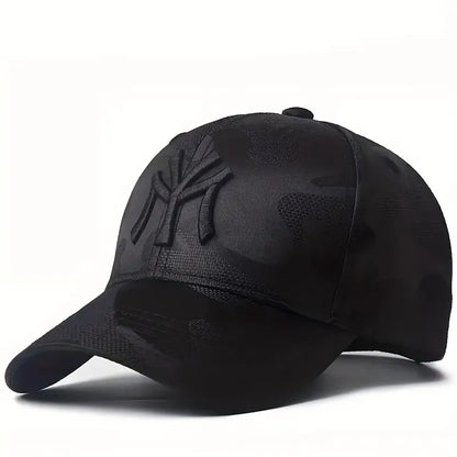 Camouflage Embroidered Baseball Cap with 3D Lettering and Adjustable Strap for Trendy Casual Wear