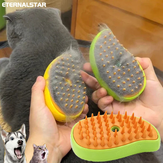 Pet Grooming Brush with Soft Silicone Bristles for Efficient Fur Removal and Gentle Massage for Cats and Dogs