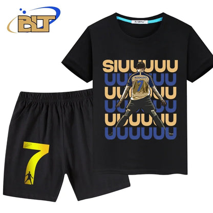 Stylish Soccer Star T-Shirt and Shorts Set for Kids – Perfect for Young Football Fans