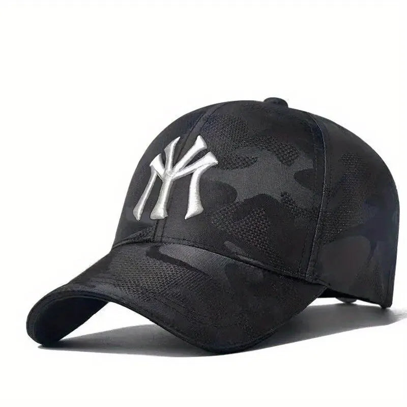 Camouflage Embroidered Baseball Cap with 3D Lettering and Adjustable Strap for Trendy Casual Wear