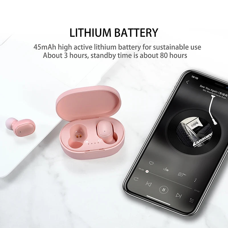 A6Lite Wireless Bluetooth 5.1 Earbuds with IP4 Waterproof Rating, HD Voice Quality, and Portable Charging Case, Ideal for Seamless Connectivity and High-Definition Audio