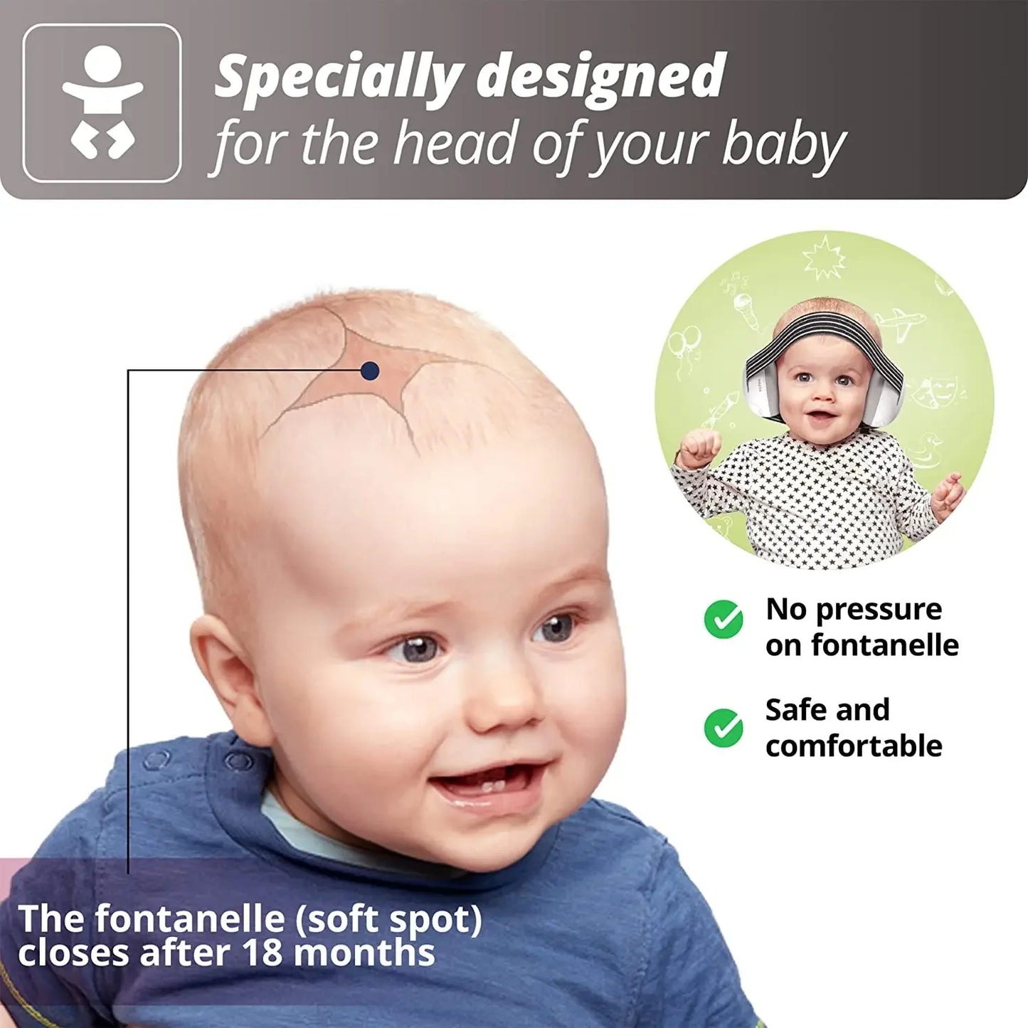 Comfortable Baby Hearing Protection Earmuffs with Adjustable Headband, Perfect for Noise Reduction and Ear Safety, Ideal for Newborns and Infants, Comes with a Convenient Storage Bag