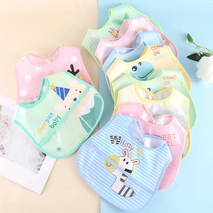 Waterproof Baby Bibs with Adjustable Closure and Playful Animal Designs for Mealtime Protection