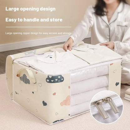 Large Capacity Foldable Storage Bags for Clothes and Bedding with Zipper Closure and Reinforced Handles