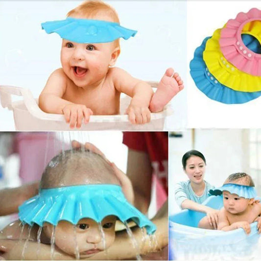 Adjustable Baby Shower Cap with Wide Brim to Prevent Water and Shampoo from Getting into Eyes and Ears, Comfortable and Waterproof for Stress-Free Bath Time